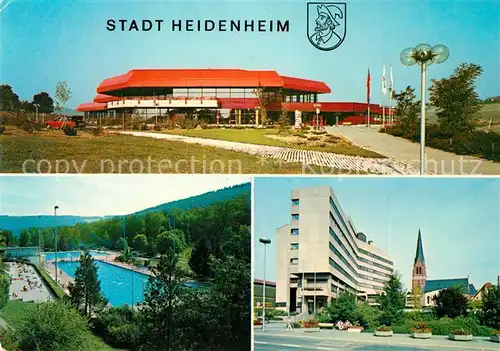 AK / Ansichtskarte Heidenheim_Brenz Hallenfreizeitbad Aquarena Waldbad Rathaus Heidenheim Brenz