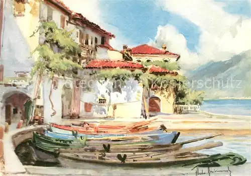 AK / Ansichtskarte Limone_Lago_di_Garda Il Porto dei Pescatori Kuenstlerkarte Limone_Lago_di_Garda
