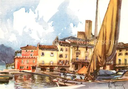 AK / Ansichtskarte Malcesine_Lago_di_Garda Il Porto Kuenstlerkarte Malcesine_Lago_di_Garda