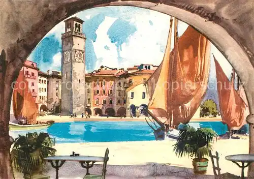AK / Ansichtskarte Riva_del_Garda Porto Kuenstlerkarte Riva_del_Garda