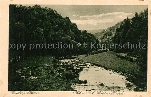 AK / Ansichtskarte Treseburg_Harz Landschaftspanorama Blick vom Hotel Weisser Hirsch Kupfertiefdruck Treseburg Harz