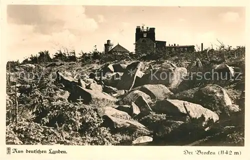 AK / Ansichtskarte Brocken_Harz Berggasthaus Hotel Aussichtsturm Serie Aus deutschen Landen Brocken Harz