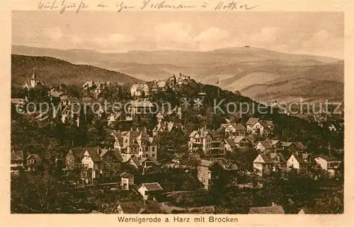 AK / Ansichtskarte Wernigerode_Harz Panorama mit Blick zum Brocken Wernigerode Harz