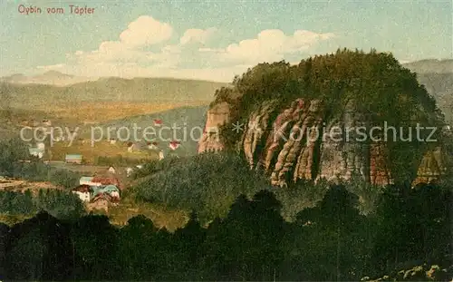 AK / Ansichtskarte Oybin Panorama mit Berg Oybin Blick vom Toepfer Zittauer Gebirge Oybin