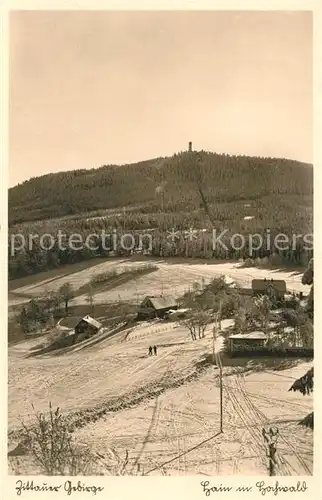 AK / Ansichtskarte Hain_Oybin Winterpanorama mit Hochwald Zittauer Gebirge Hain_Oybin