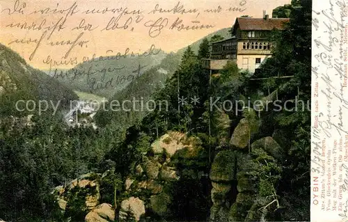 AK / Ansichtskarte Oybin Bergrestaurant Zittauer Gebirge Blick nach Zittau Oybin