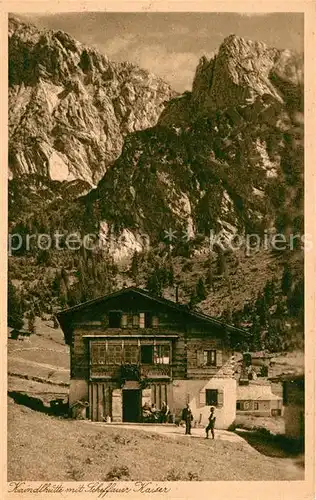 AK / Ansichtskarte Kaindlhuette mit Scheffauer Kaiser Kaisergebirge Kupfertiefdruck Kaindlhuette