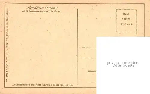 AK / Ansichtskarte Kaindlhuette mit Scheffauer Kaiser Kaisergebirge Kupfertiefdruck Kaindlhuette