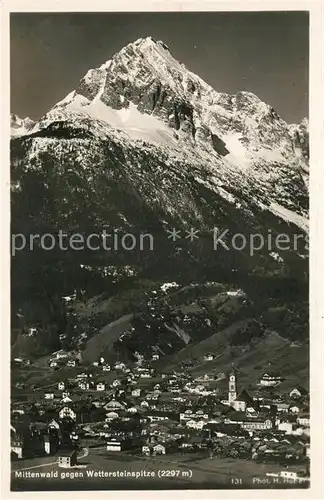 AK / Ansichtskarte Mittenwald_Bayern gegen Wettersteinspitze Serie Deutsche Heimatbilder Mittenwald Bayern
