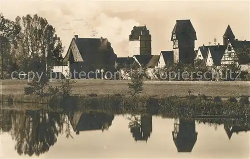 AK / Ansichtskarte Dinkelsbuehl Blick von der Woernitzbruecke Wasserspiegelung Dinkelsbuehl