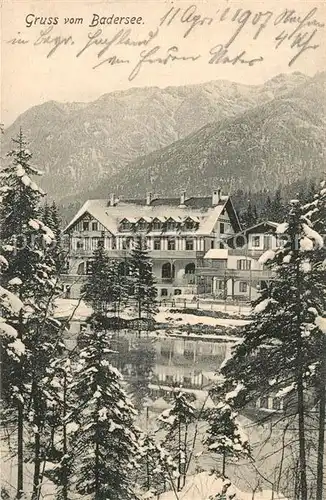 AK / Ansichtskarte Grainau Hotel Gaststaette am Badersee Winterlandschaft Grainau