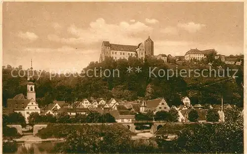 AK / Ansichtskarte Rothenfels_Unterfranken Stadtbild mit Kirche Blick zur Burg Rothenfels Rothenfels Unterfranken
