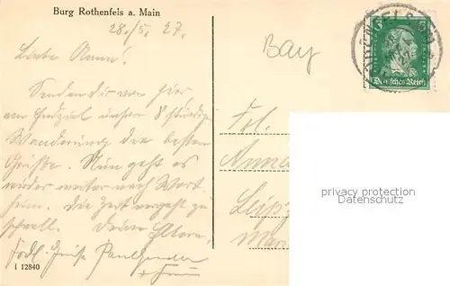 AK / Ansichtskarte Rothenfels_Unterfranken Stadtbild mit Kirche Blick zur Burg Rothenfels Rothenfels Unterfranken