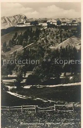 AK / Ansichtskarte Hohenpeissenberg Landschaftspanorama mit Blick zur Zugspitze Wettersteingebirge Hohenpeissenberg
