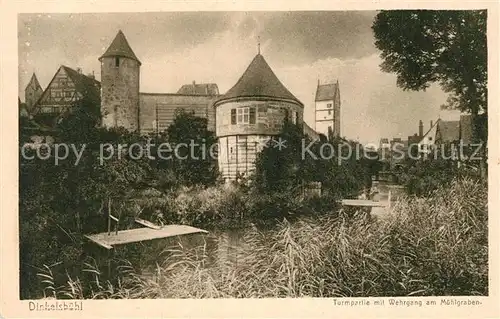 AK / Ansichtskarte Dinkelsbuehl Turm Wehrgang am Muehlgraben Dinkelsbuehl