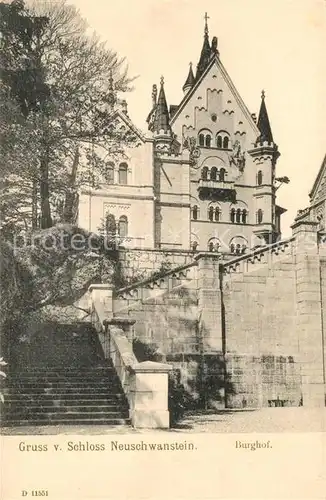 AK / Ansichtskarte Fuessen_Allgaeu Schloss Neuschwanstein Burghof Fuessen Allgaeu
