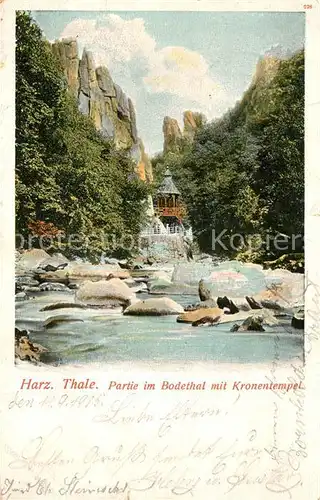 AK / Ansichtskarte Thale_Harz Partie im Bodetal mit Kronentempel Thale_Harz