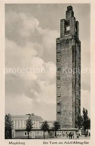 AK / Ansichtskarte Magdeburg Turm am Adolf Mittag See Magdeburg