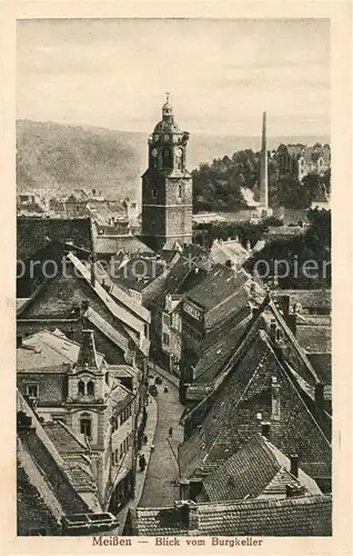 AK / Ansichtskarte Meissen_Elbe_Sachsen Stadtbild mit Kirche Blick vom Burgkeller Meissen_Elbe_Sachsen