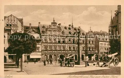 AK / Ansichtskarte Erfurt Fischmarkt und Haus zum Breiten Herd Kanonen Denkmal Erfurt