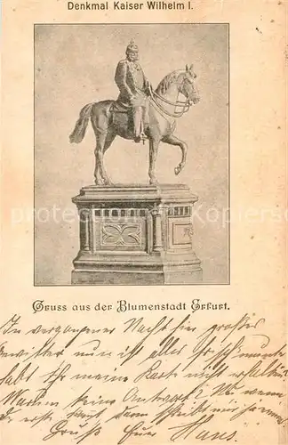 AK / Ansichtskarte Erfurt Denkmal Kaiser Wilhelm I Reiterstandbild Deutsche Reichspost Erfurt