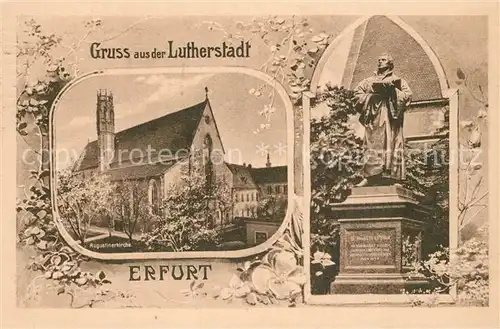 AK / Ansichtskarte Erfurt Augustinerkirche Lutherdenkmal Statue Festpostkarte 400jaehrige Luther Gedaechtnisfeier Erfurt