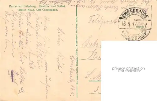AK / Ansichtskarte Cossebaude Restaurant Osterberg Gedicht Cossebaude