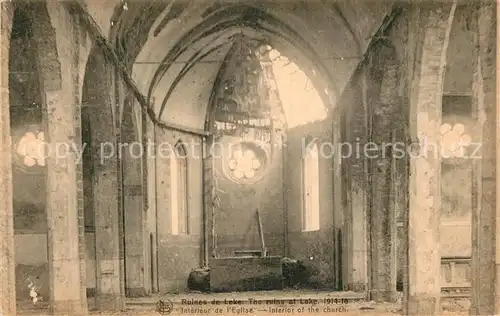 AK / Ansichtskarte Leke Ruines Interieur de l Eglise Grande Guerre Truemmer 1. Weltkrieg Leke