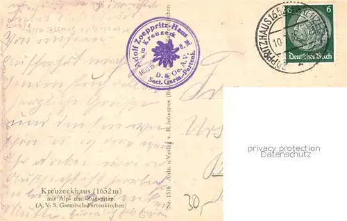 AK / Ansichtskarte Garmisch Partenkirchen Kreuzeckhaus Berggasthaus Alpspitze Zugspitze Wettersteingebirge Garmisch Partenkirchen
