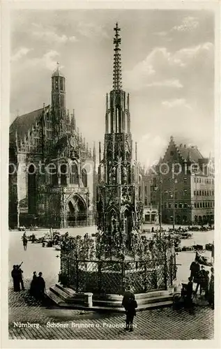 AK / Ansichtskarte Nuernberg Schoener Brunnen Frauenkirche Nuernberg