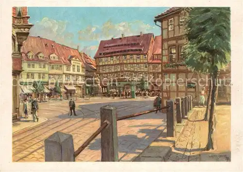 AK / Ansichtskarte Alt_Halberstadt Nr 13 Der Fischmarkt Walter Gemm Kuenstlerkarte 