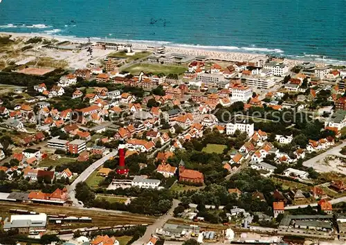 AK / Ansichtskarte Wangerooge_Nordseebad Strand Fliegeraufnahme Bahnhof Wangerooge_Nordseebad