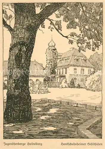 AK / Ansichtskarte Heidelberg_Neckar Jugendherberge Handschuhsheimer Schloesschen Zeichnung  Heidelberg Neckar