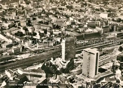 AK / Ansichtskarte Essen_Ruhr Fliegeraufnahme Stadtzentrum Hochhaeuser  Essen_Ruhr