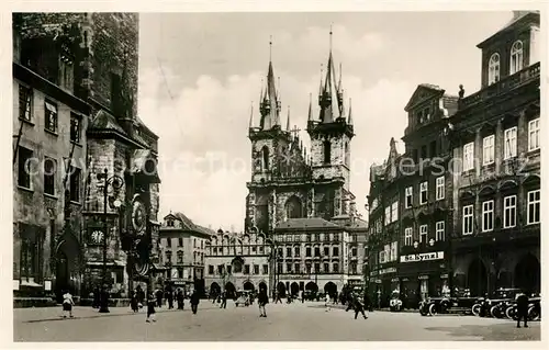 AK / Ansichtskarte Prag_Prahy_Prague Teinkirche und Astronomische Uhr Prag_Prahy_Prague