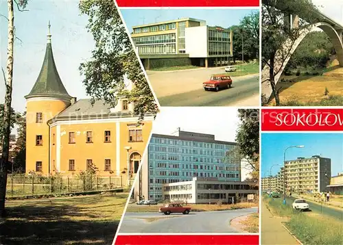 AK / Ansichtskarte Sokolov Bruecke Neubauten Schloss Sokolov