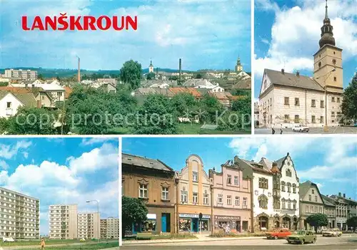 AK / Ansichtskarte Lanskroun Kirche Neubaubloecke Lanskroun