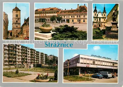 AK / Ansichtskarte Straznice_Maehren Stadttor Neubauten Kirche Straznice Maehren