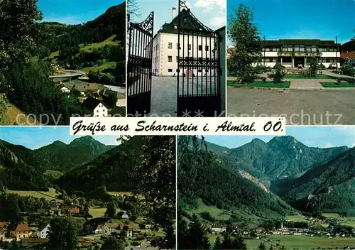 AK / Ansichtskarte Scharnstein Albruecke Schloss Tiessenbachtal Mittagskogel Scharnstein