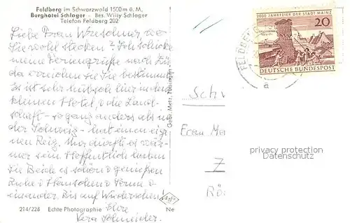 AK / Ansichtskarte Feldberg_Schwarzwald Berghotel Schlager Feldberg Schwarzwald