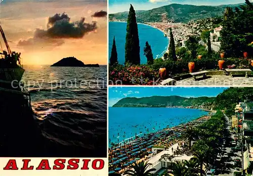 AK / Ansichtskarte Alassio Strand Abendstimmung  Alassio