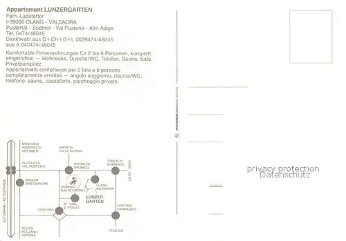 AK / Ansichtskarte Olang Lunzer Garten Appaartement Olang