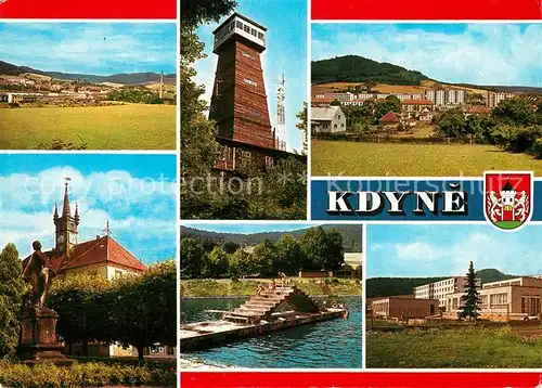 AK / Ansichtskarte Kdyne Aussichtsturm Freibad Rathaus Denkmal Stadtpanorama Kdyne