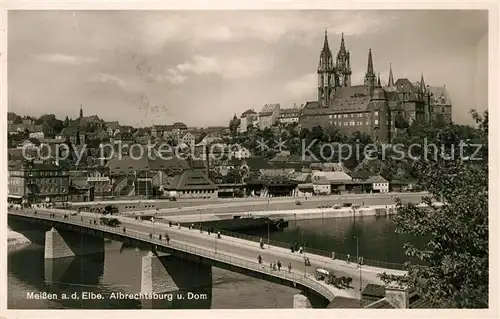 AK / Ansichtskarte Meissen_Elbe_Sachsen Elbbruecke Albrechtsburg und Dom Meissen_Elbe_Sachsen