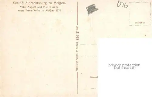 AK / Ansichtskarte Meissen_Elbe_Sachsen Schloss Albrechtsburg Vater August und Mutter Anna unter ihrem Volke 1570 Gemaelde Meissen_Elbe_Sachsen