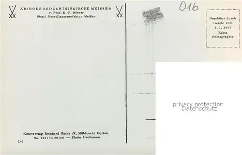 AK / Ansichtskarte Meissen_Elbe_Sachsen Kriegergedaechtniskirche Innenansicht Porzellanmanufaktur Meissen Meissen_Elbe_Sachsen