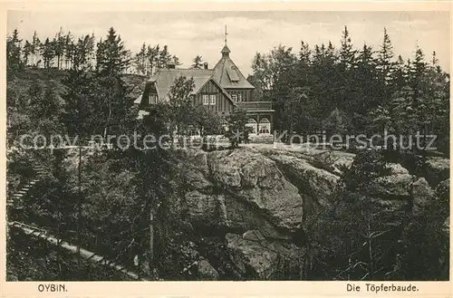AK / Ansichtskarte Oybin Toepferbaude Felsen Zittauer Gebirge Silesia Karte Nr 1274 Oybin