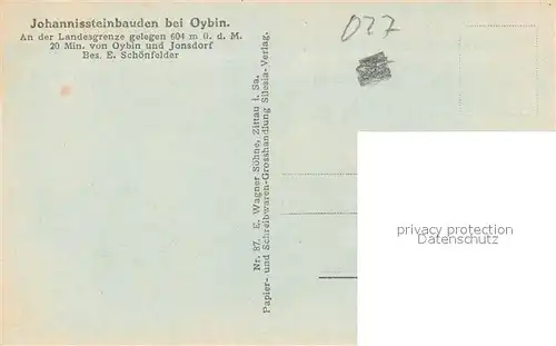 AK / Ansichtskarte Oybin Johannissteinbauden an der Landesgrenze Lausitzer Gebirge Oybin