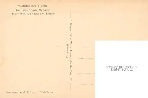 AK / Ansichtskarte Oybin Waldtheater Die Braut von Messina Trauerspiel von Friedrich Schiller Oybin