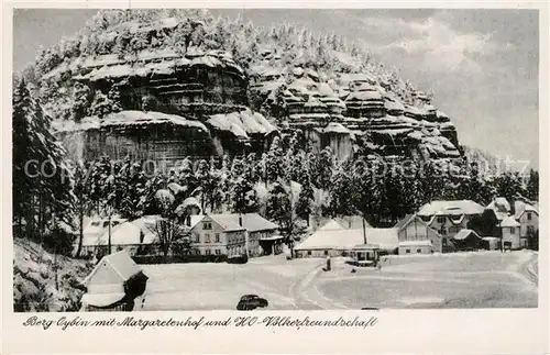 AK / Ansichtskarte Oybin Winterlandschaft mit Berg Oybin Margaretenhof HO Voelkerfreundschaft Zittauer Gebirge Oybin